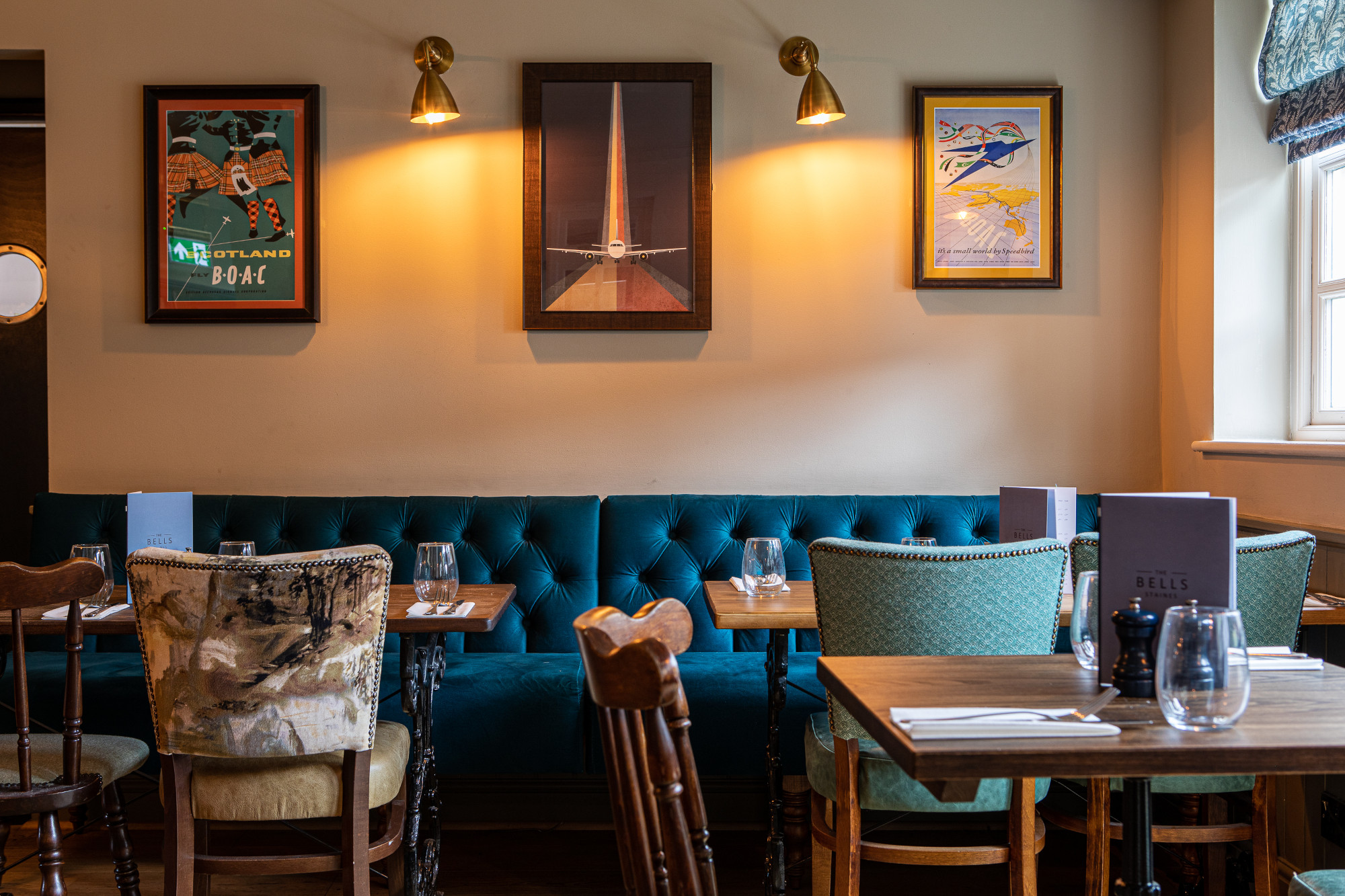 dining area bells pub staines village